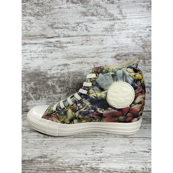 Women's Converse Chuck Taylor All Star Lux Hi Hidden Wedge Floral Sneakers Sz 7 - Picture 3 of 9
